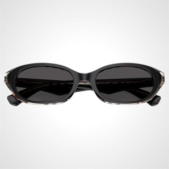 New Burberry Sunglasses Black Vintage Check Oval Gold Logo Womens New BURBERRY - Picture 3 of 7